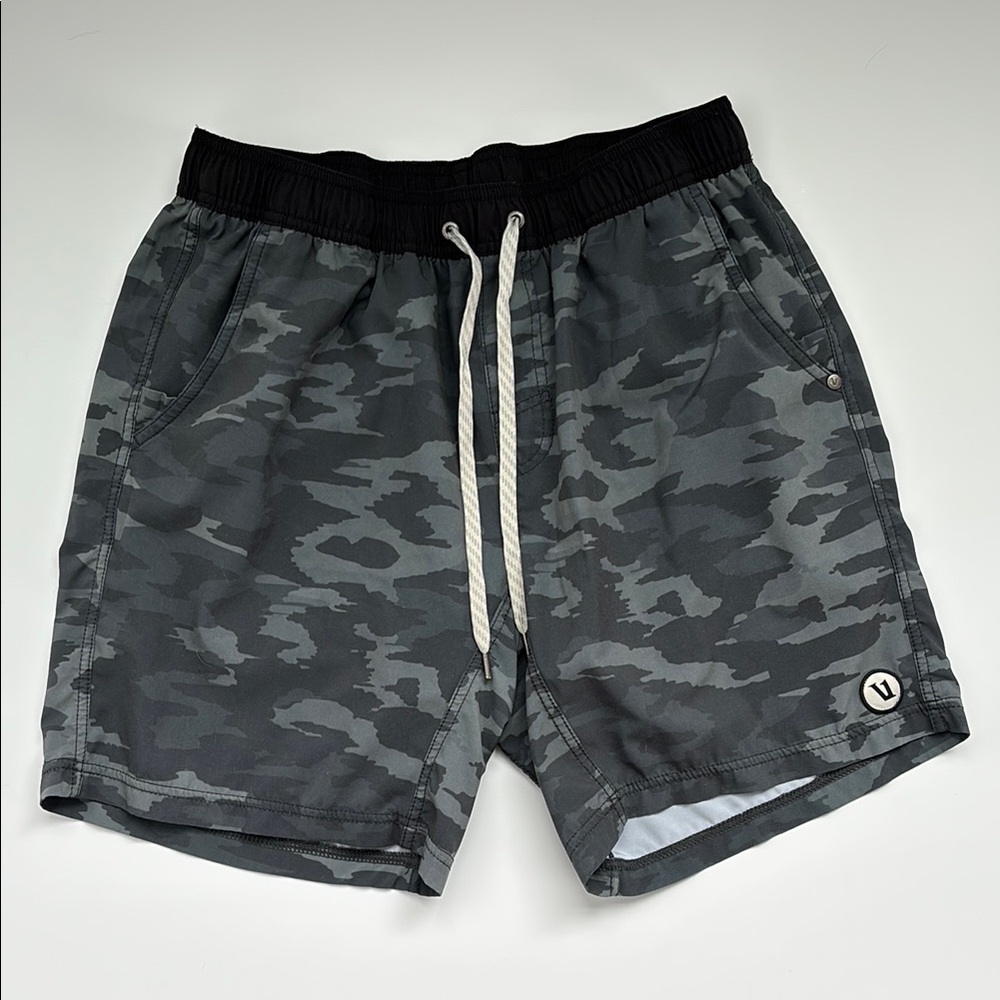 Men's Vuori Gray Camouflage Shorts with liner